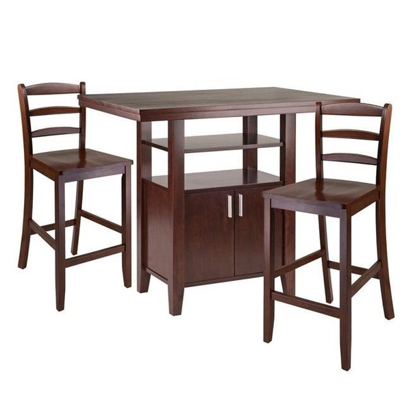 Winsome Wood Winsome Wood 94744 Albany High Table Set with Ladder Back Counter Stools - 3 Piece 94744